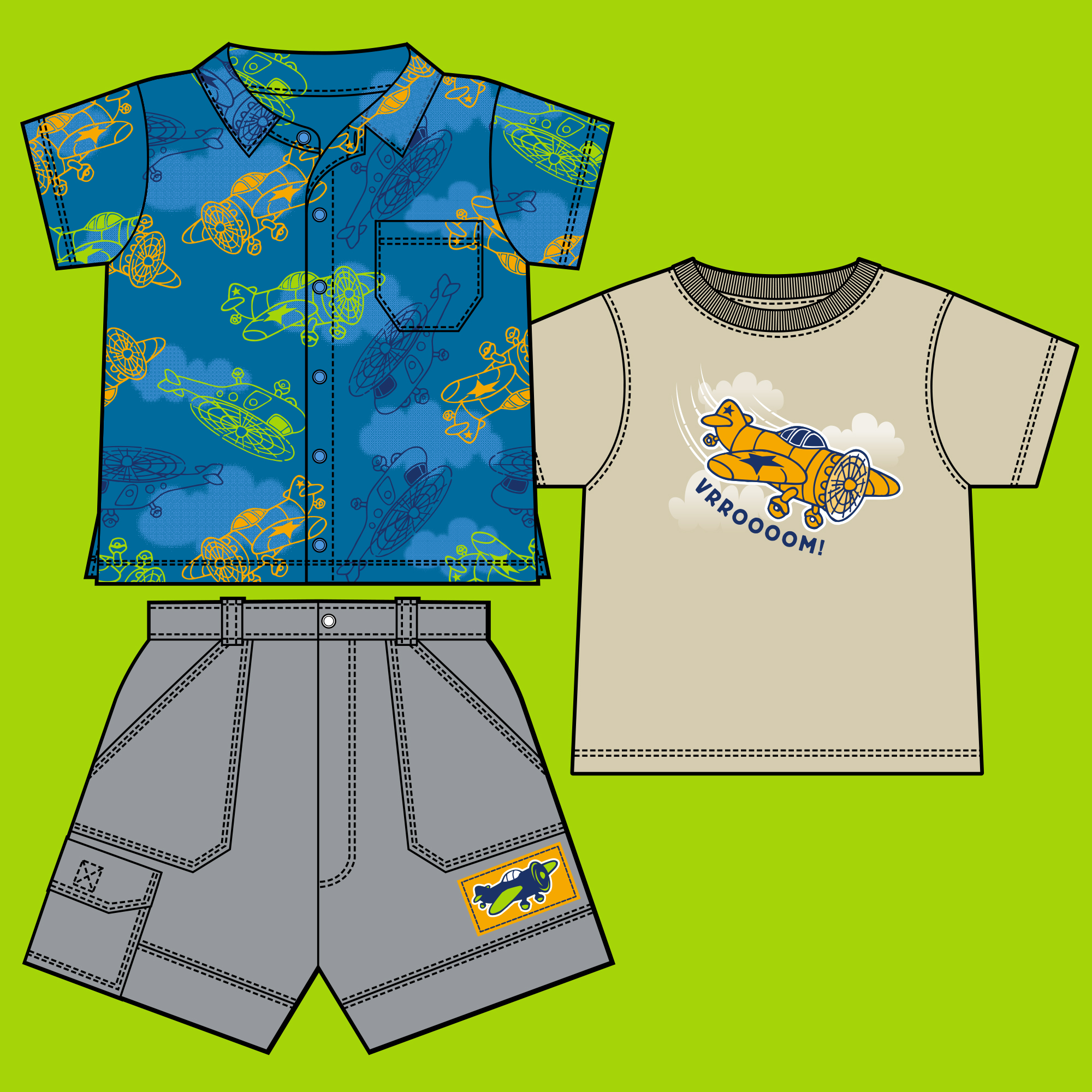 Boy's Airplane Short Set