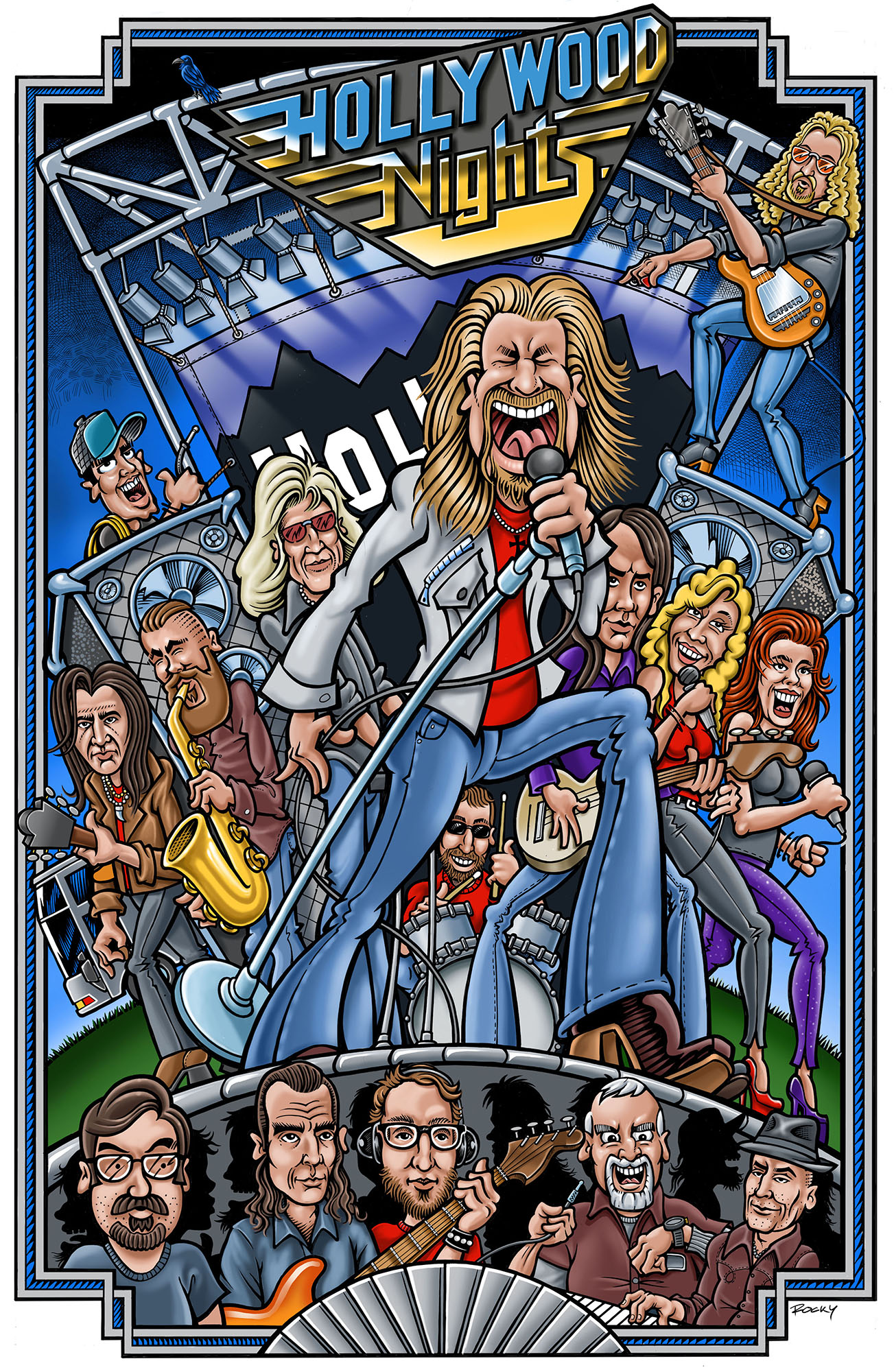 Hollywood Nights Caricature Poster